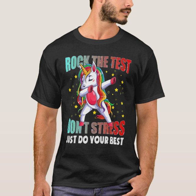 Camiseta Rock The Test Teacher Test Day Testing Dabbing Un (Anverso)