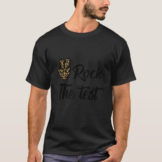 Camiseta Rock The Test Teacher Test Day Testing Day Leopard (Anverso)