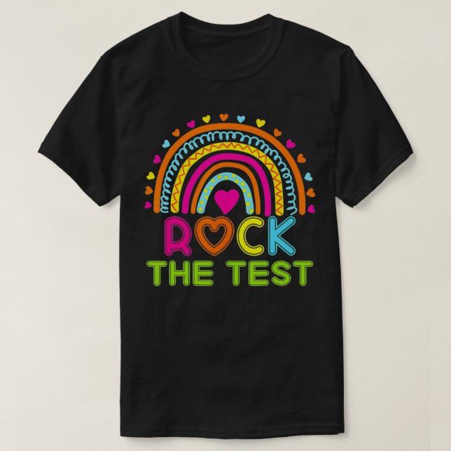 Camiseta Rock The Test Teacher Test Day Testing Day Rainbow (Diseño del anverso)