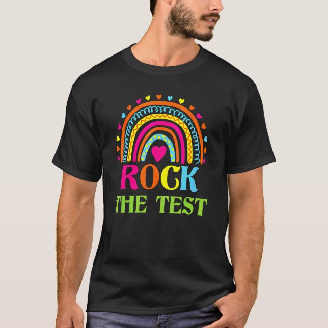 Camiseta Rock The Test Teacher Test Day Testing Day Tie Dye (Anverso)