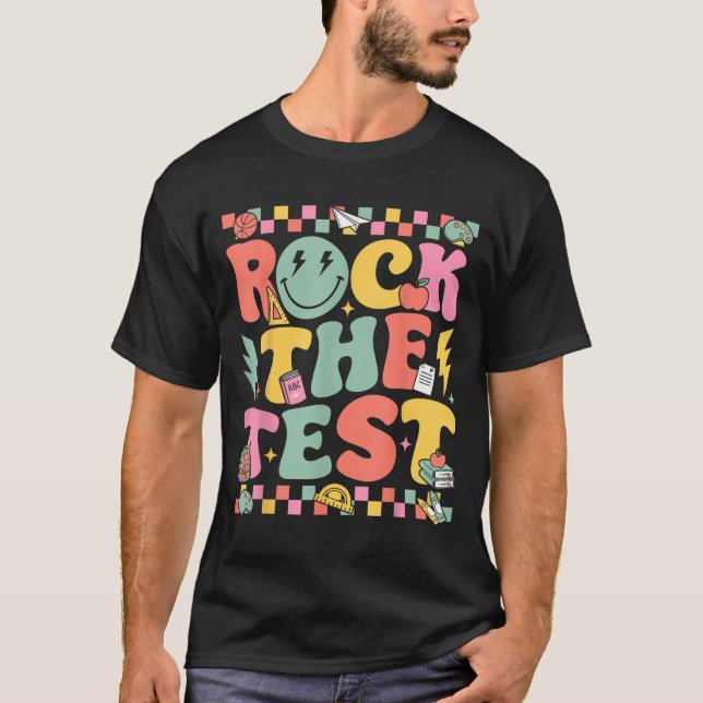 Camiseta Rock The Test Testing Day Retro Motivational Teach (Anverso)