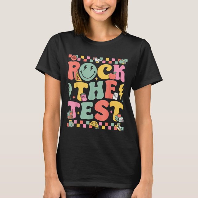 Camiseta Rock The Test Testing Day Retro Motivational Teach (Anverso)