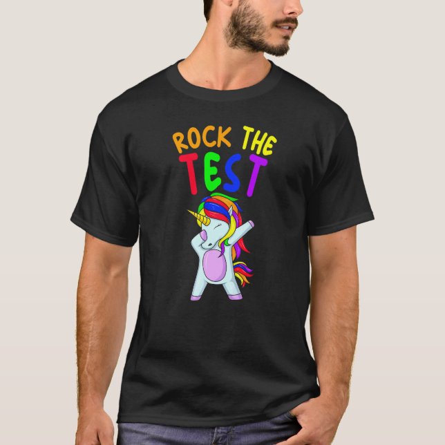 Camiseta Rock The Test Unicorn Teacher Testing Day St (Anverso)