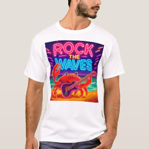 Camiseta Rock the Waves - Cangrejo de guitarra neón