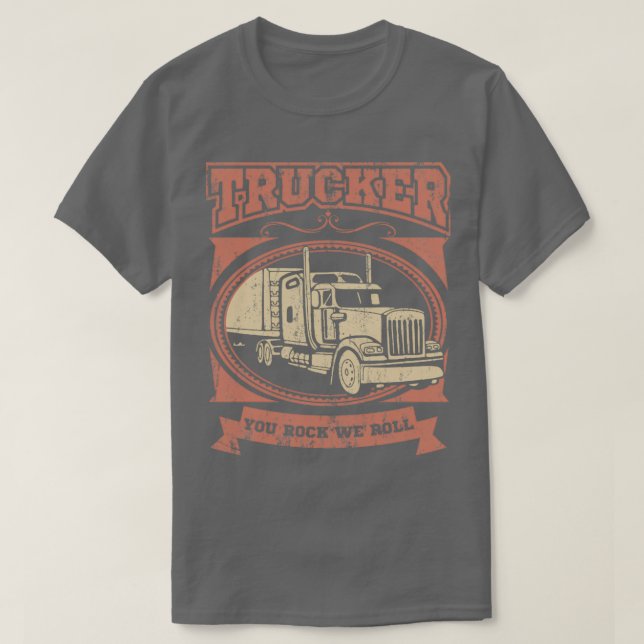 Camiseta ROCK USTED ROLL Trucker Big Rig Truck (Diseño del anverso)