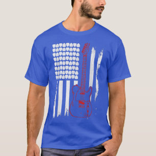 Camiseta Rock y guitarra retro música de bandera estadounid