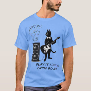 Camiseta Rock y Roll Black gato tocando guitarra