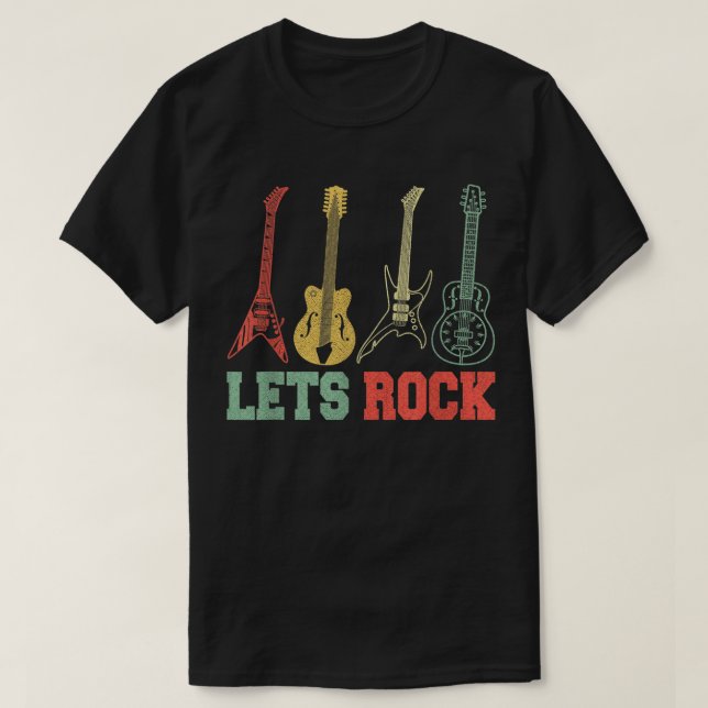 Camiseta Rock Y Roll Guitar Retro (Diseño del anverso)