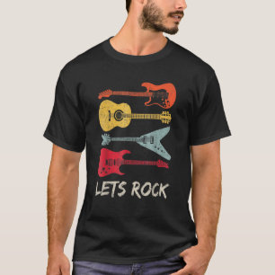 Camiseta Rock y Roll Guitarra Retro Hombres Mujeres