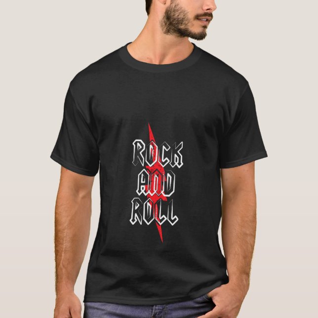 Camiseta Rock y Rollo Rojo Lightning Hard Rock & Rol (Anverso)
