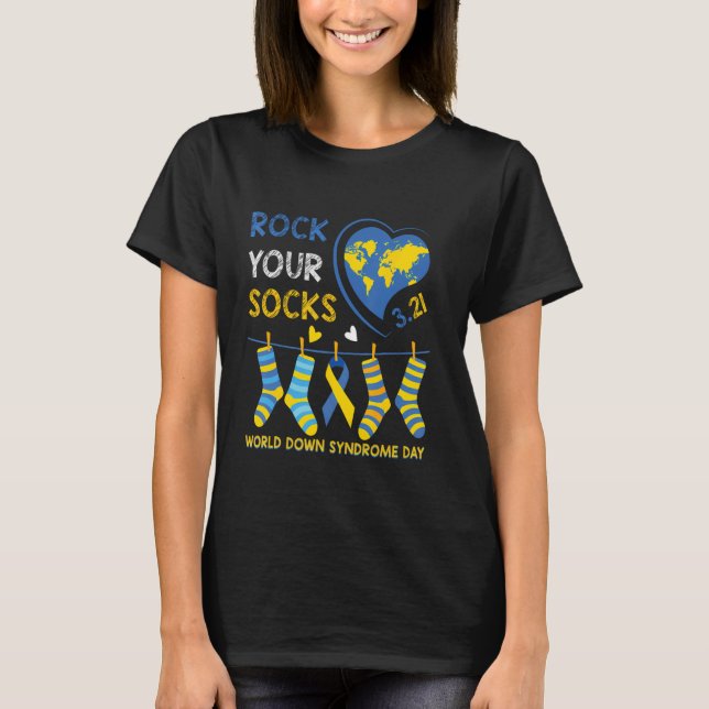 Camiseta Rock Your Socks World Down Syndrome Awareness Day  (Anverso)