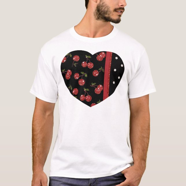 Camiseta Rockabilly Muy cerezas Cerezas Negro (Anverso)