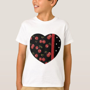 Camiseta Rockabilly Muy cerezas Cerezas Negro