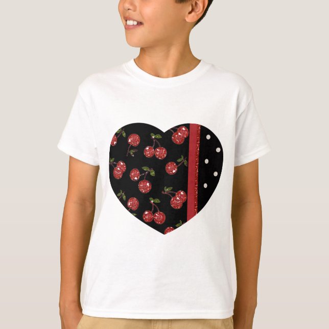 Camiseta Rockabilly Muy cerezas Cerezas Negro (Anverso)