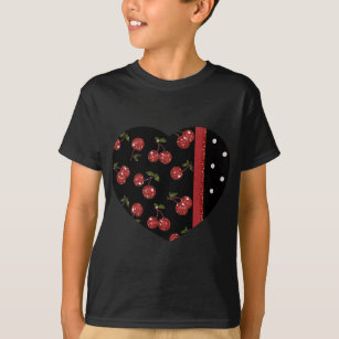 Camiseta Rockabilly Muy cerezas Cerezas Negro