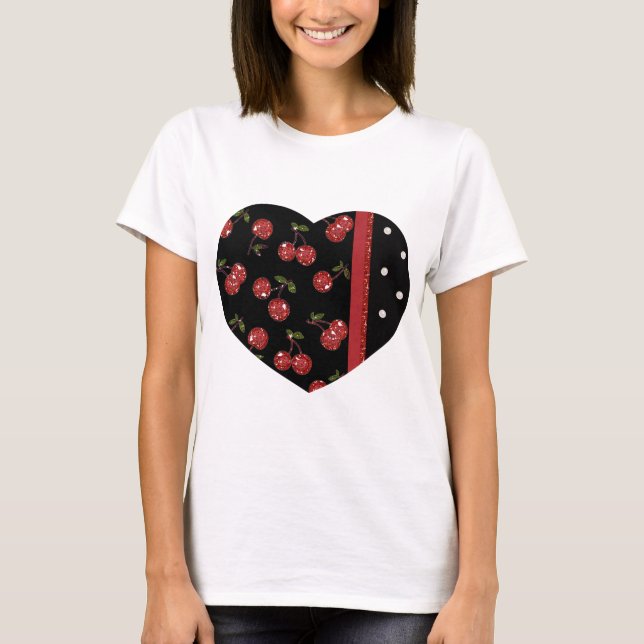 Camiseta Rockabilly Muy cerezas Cerezas Negro (Anverso)