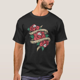 Camiseta Rockabilly nunca morirá Rosas de cráneo al estilo 