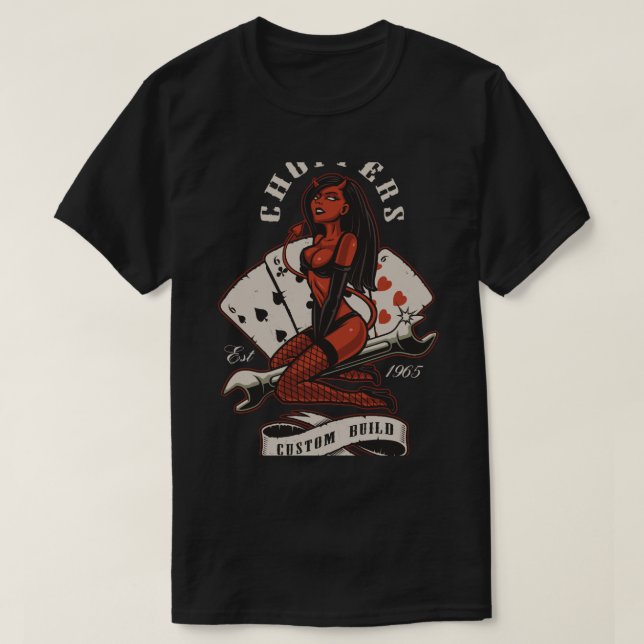 Camiseta Rockabilly Pinup Chica del diablo (Diseño del anverso)