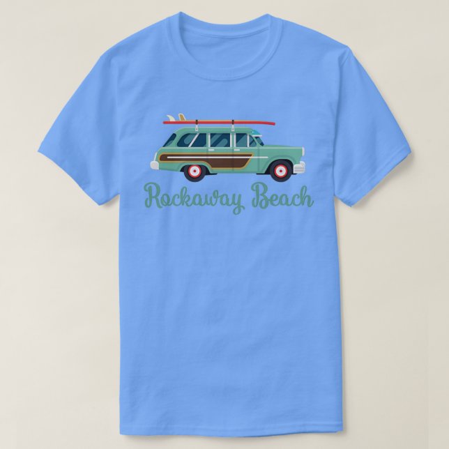 Camiseta Rockaway Beach New York Retro Surf Wagon (Diseño del anverso)