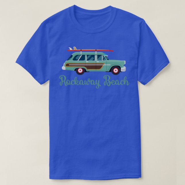 Camiseta Rockaway Beach New York Retro Surf Wagon (Diseño del anverso)