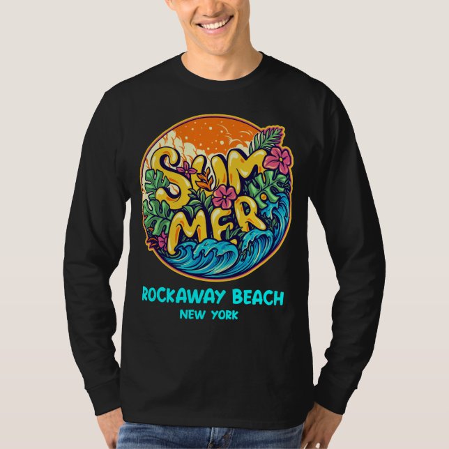 Camiseta Rockaway Beach New York Summer Vacation Souvenir (Anverso)