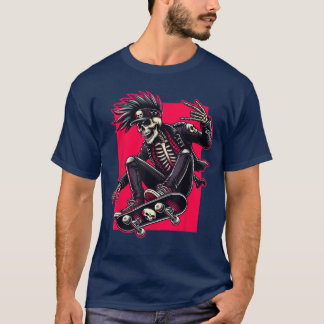 Camiseta Rocker Esqueleto Gorra Skater Genial Halloween Pun