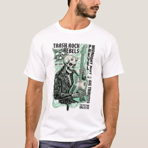 Camiseta Rocker Esqueleto Retro Roca Basura Vintage 