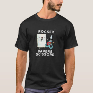 Camiseta Rocker Paper And Scissors Funny Game Pun Dark BG
