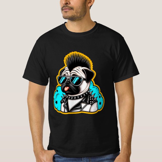 Camiseta ROCKER-PUG 3 DE punk (Anverso)