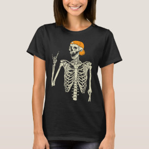 Camiseta Rocker Skeleton Cap Skater Guay Halloween Punk Roc