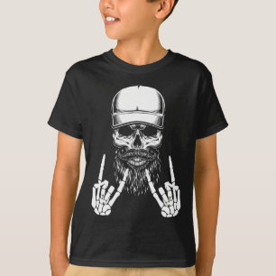 Camiseta Rocker Skeleton Cap Skater Guay Halloween Punk Roc