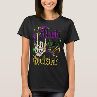 Camiseta Rocker Skeleton Mano Mardi Gras Mardi Como Una Roc