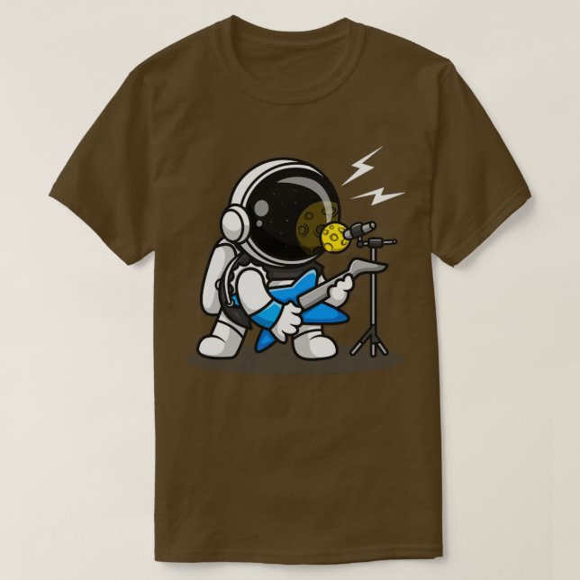 Camiseta Rockero Astronauta Cuto Con Personalizado De Guita (Diseño del anverso)