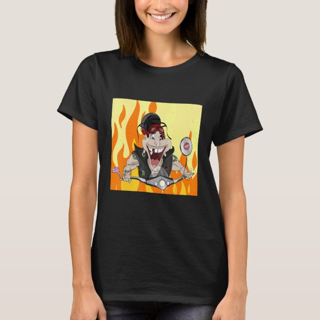 Camiseta Rockero con fuego y llamas (Anverso)