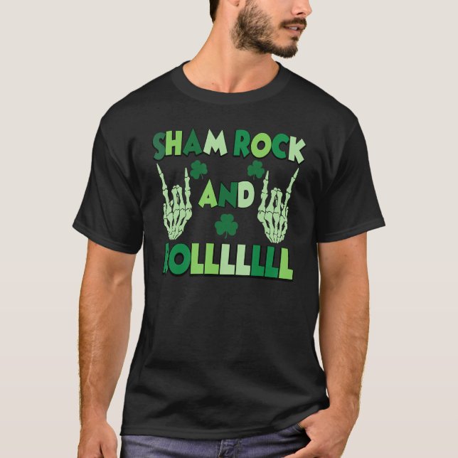 Camiseta Rockero De Manos De Moda Y Rodaje De Moda St Patri (Anverso)