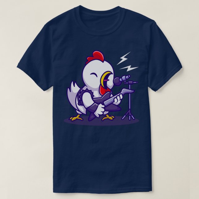 Camiseta Rockero De Pollo Con Personalizado De Guitarra (Diseño del anverso)