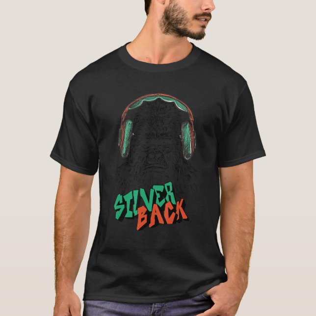 Camiseta Rockero Gorila Mono Plata Primat (Anverso)