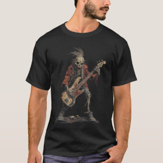 Camiseta Rockero Punk Esqueleto Bajo de Halloween Rock N 