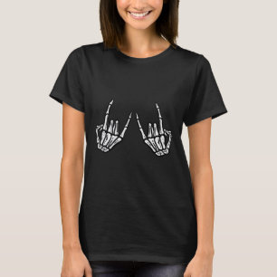 Camiseta Rockero Skeleton Hand Rock On Costume Fun Hallowee