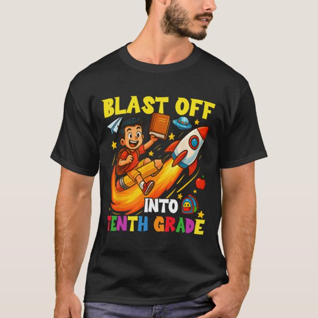 Camiseta Rocket Blast Off Into Sophomore Funny Back To Scho (Anverso)