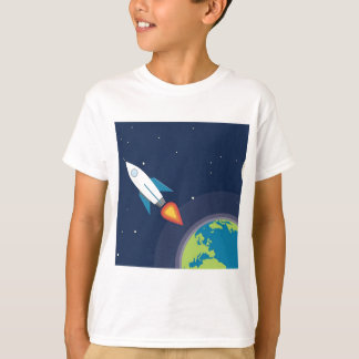 Camiseta Rocket en diseño gráfico de la tierra de la luna