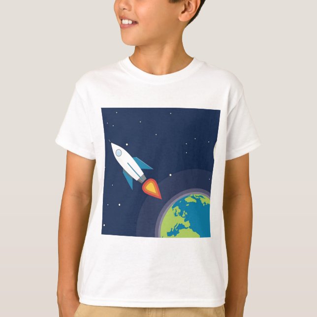 Camiseta Rocket en diseño gráfico de la tierra de la luna (Anverso)