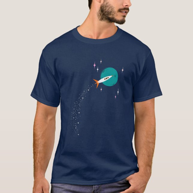 Camiseta Rocket retro a la luna (Anverso)