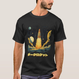 Camiseta Rocket Retro Dark Spaceship Steampunk japonés Kat