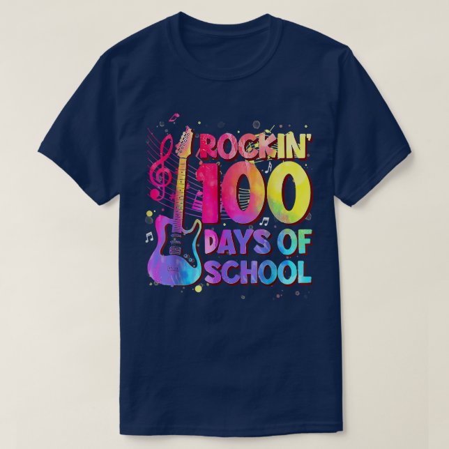 Camiseta Rockin 100 Days Of SchoolGuitar Music Teacher 2827 (Diseño del anverso)