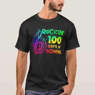 Camiseta Rockin 100 días de colegio Feliz 100 días de músic