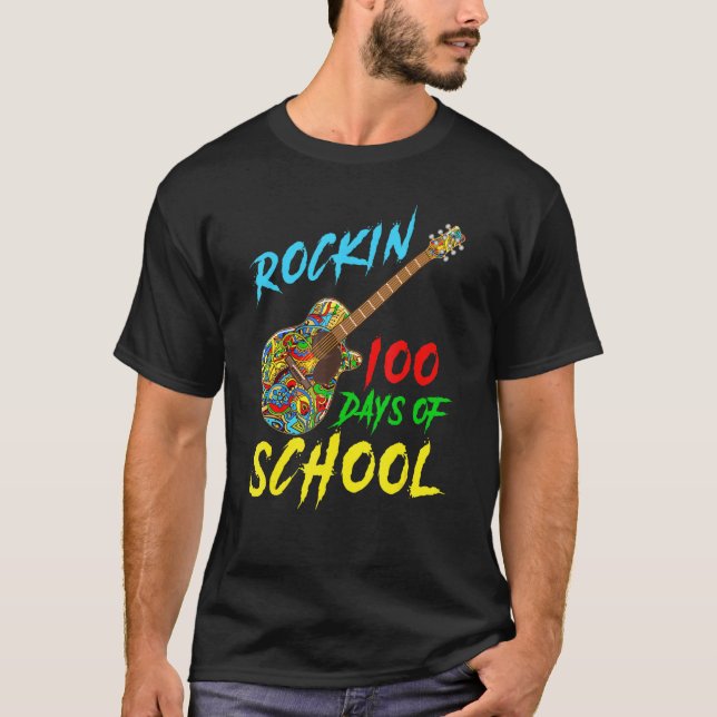 Camiseta Rockin 100 Días De Maestra Escolar De Niños De Roc (Anverso)