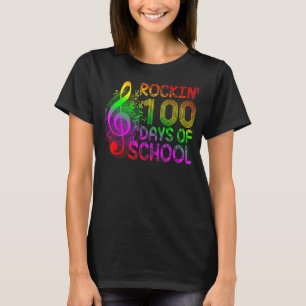 Camiseta Rockin' 100 días de notas de música escolar para n