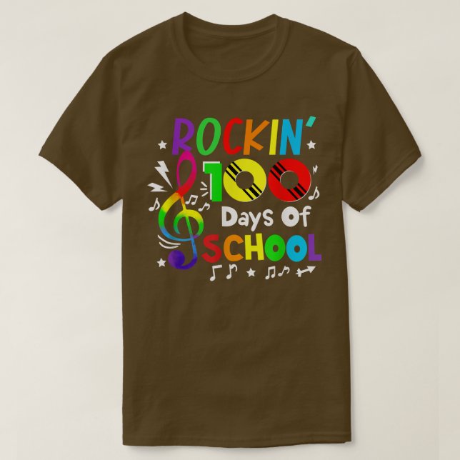 Camiseta Rockin 100 Días De Notas De Música Escolar Profeso (Diseño del anverso)