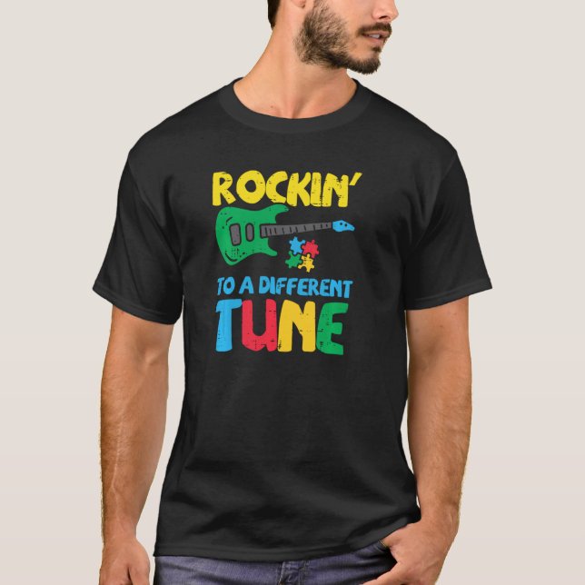 Camiseta Rockin A Diferentes Concienciaciones De Autismo De (Anverso)